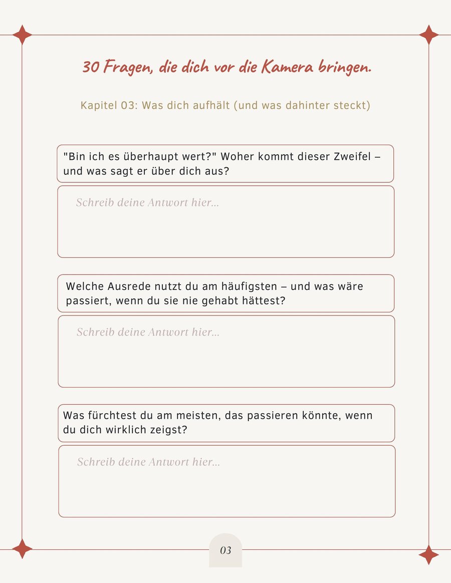 Vorschau: Fragen-Seite aus Kapitel 3 – Was dich aufhält, und was dahinter steckt